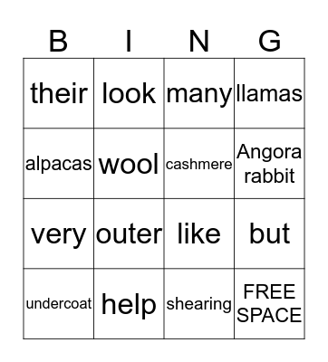 Wool Bingo Card