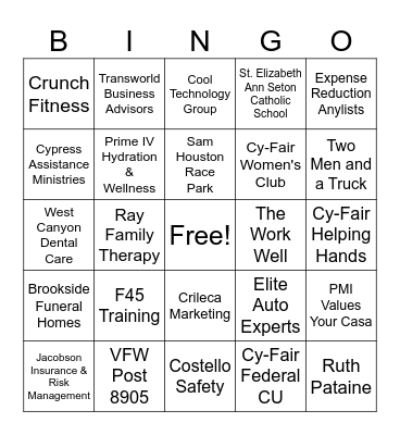 Fall 2023 Business Expo Bingo Card