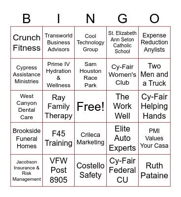 Fall 2023 Business Expo Bingo Card