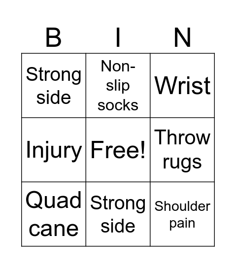 Using a Cane Bingo Card