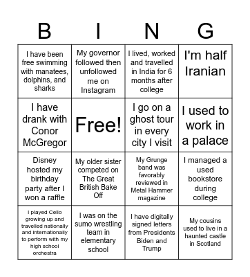 Team Bing(o) Bingo Card