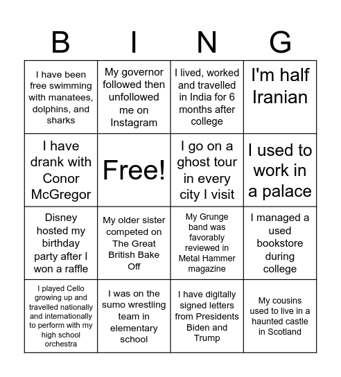 Team Bing(o) Bingo Card