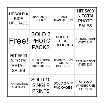 RETAIL & PHOTO BINGO Card