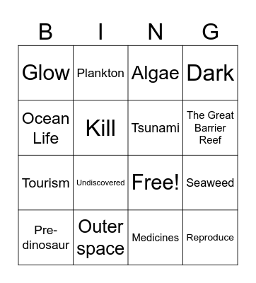 Coral Reef Bingo! Bingo Card