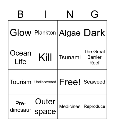 Coral Reef Bingo! Bingo Card