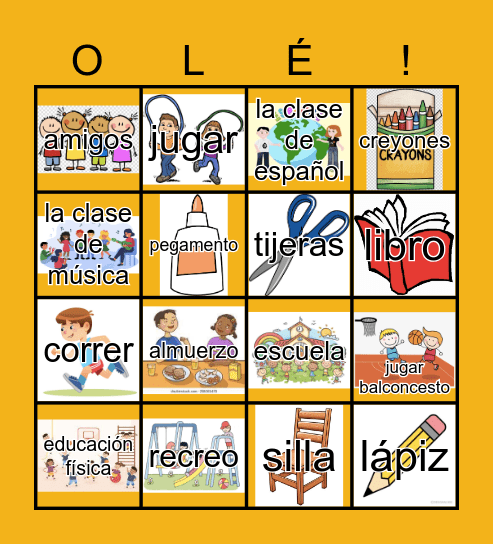 Escuela Bingo Card