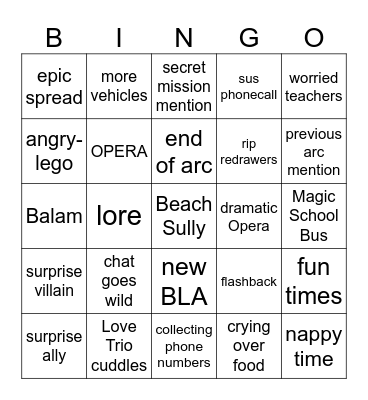 End of Beach Bingo Card