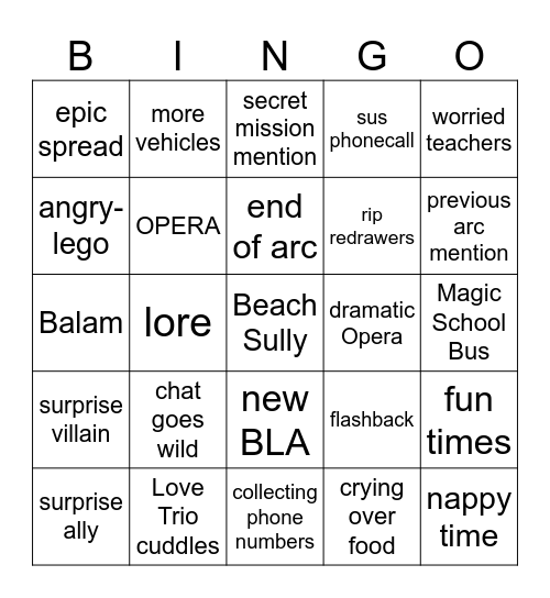 End of Beach Bingo Card