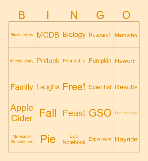 Friendsgiving BINGO Card