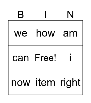 Untitled Bingo Card