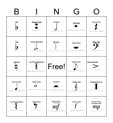 Music Bingo Card