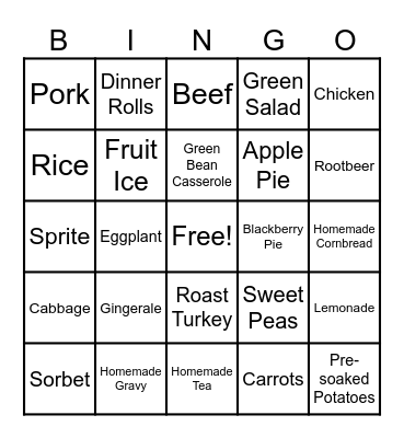 Thanksgiving BINGO Card