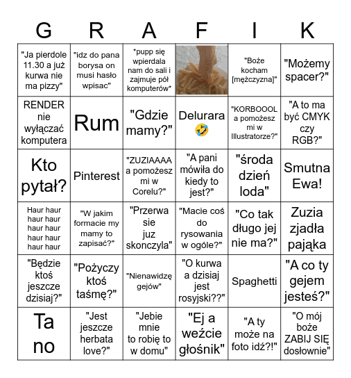 Grafika IV B Bingo Card