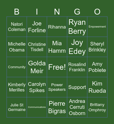 WIOE Bingo Card