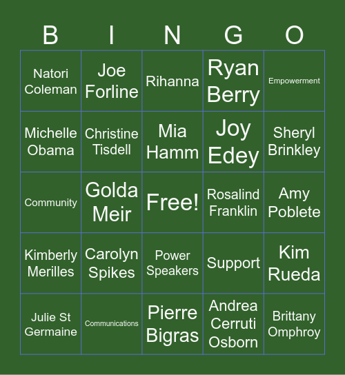 WIOE Bingo Card