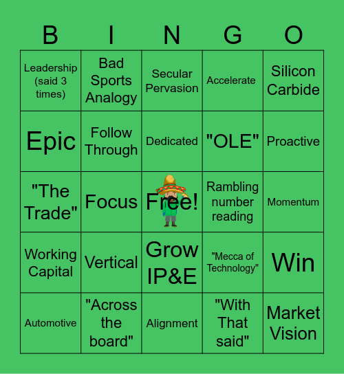 AMER Town Hall Bingo Card