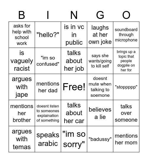 joana bingo 2.0 Bingo Card