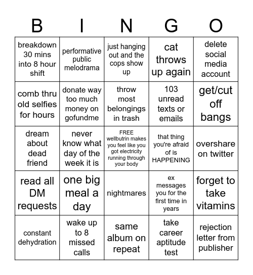 bad time bingo Card