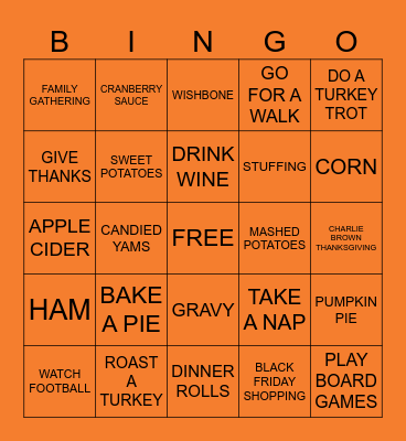 GBS THANKSGIVING BINGO Card