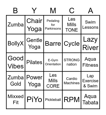 Bedford Center Bingo Card