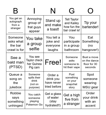 Bar Crawl Bingo! Bingo Card