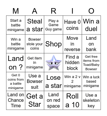 Mario Party 3 BINGO Card