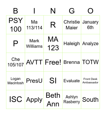 The Study Bingo Card