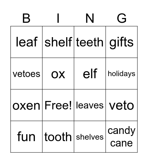 4th unit 2 Bingo Card