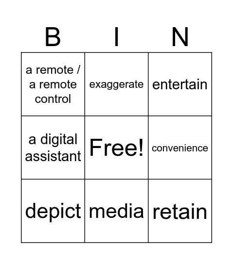 Start Up 6 Unit 5 Lesson 3: Discuss how technology affect us. Bingo Card