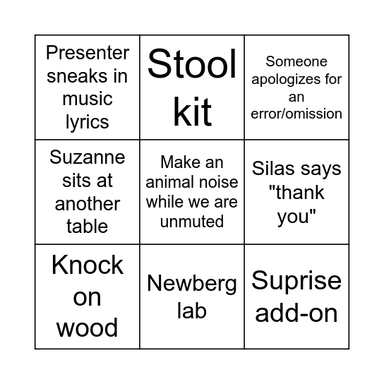 Lab Meeting Bingo Card