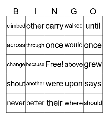 Q3 Sight Words Bingo Card