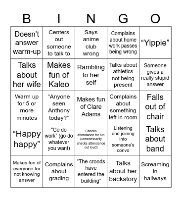 Dollery Stereotypes Bingo Card