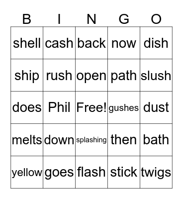 1st Grade Lesson 13 Bingo Card