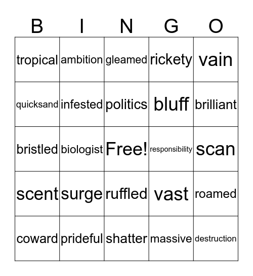 vocabulary bingo Card