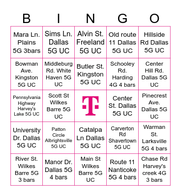 T-Mobile Bingo Card