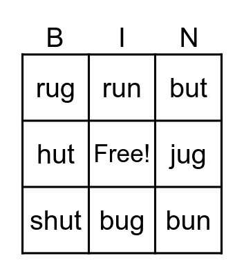 Letterland  Unit 6 Bingo Card