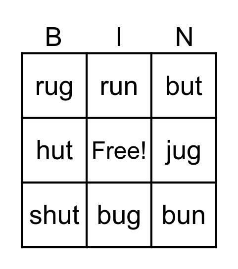 Letterland  Unit 6 Bingo Card