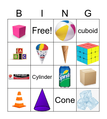 3D Shapes Bingo Card