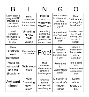 CAP All Staff 2023 Bingo Card