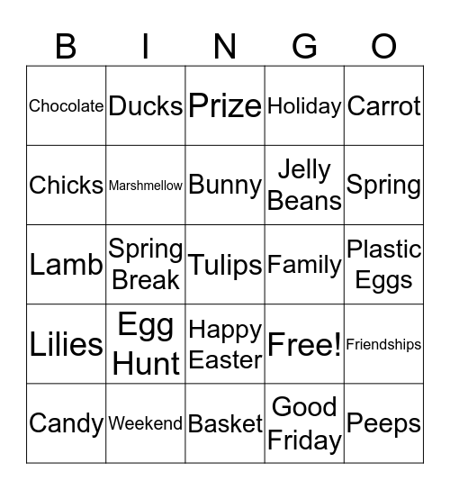 Easter Bingo Card