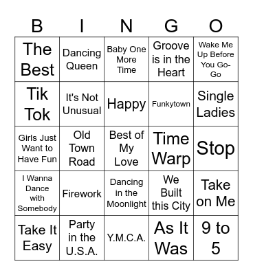 Musical Bingo Card