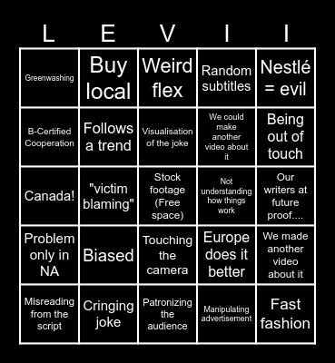 Canadasplaining Bingo Card