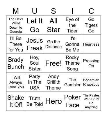 Grace Church Music Bingo Card