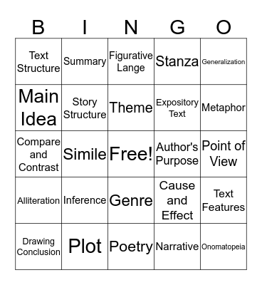 Reading BINGO Card