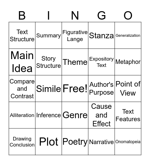 Reading BINGO Card