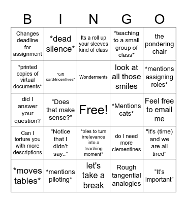 I am dying Bingo Card