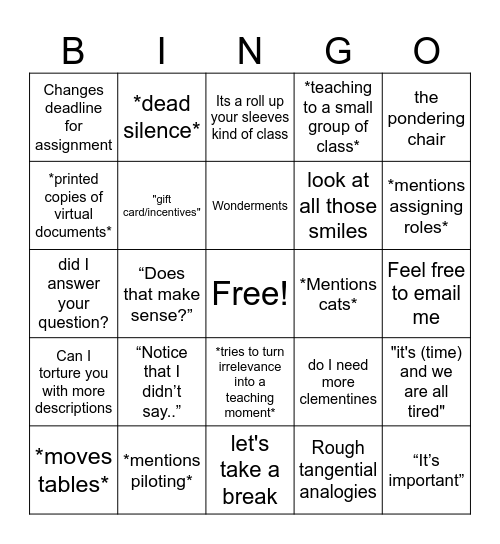 I am dying Bingo Card