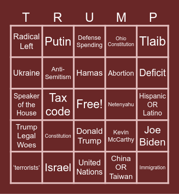 GOP BINGO III Bingo Card