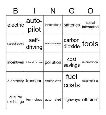 Transport technology Bingo Card