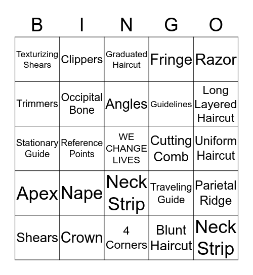 Haircutting Bingo Card